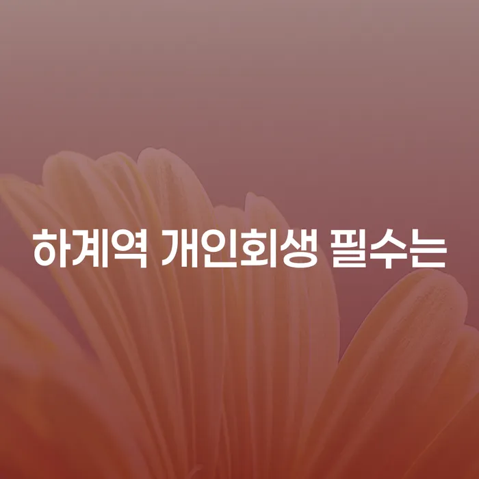 하계역 개인회생 필수는